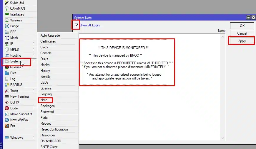 Create Banner in Mikrotik Router