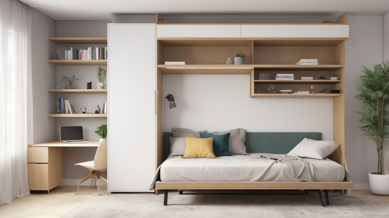 AlbedoBase XL horizontal murphy murphy bed in a small room 1